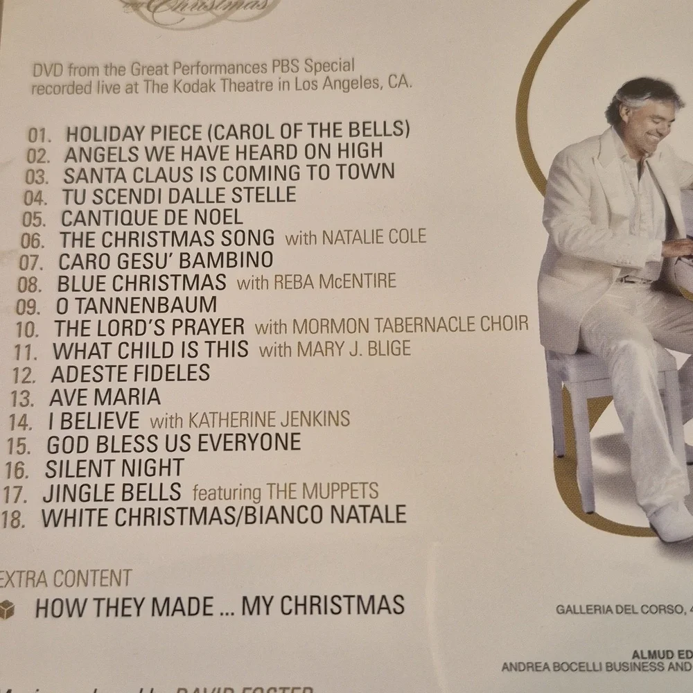 ANDREA BOCELLI & DAVID FOSTER 2009 'My Christmas' Musical Performance DVD - Picture 6 of 10